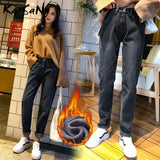 High Waisted Boyfriend Jeans For Women Velvet Winter Warm Jeans Women Thicken Fleece Women's Jean Boyfriend Femme Denim Pants