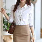 Free Shipping New 2016 Women's formal autumn professional long-sleeve plus size Chiffon Blouse Shirts Basic Top Shirt