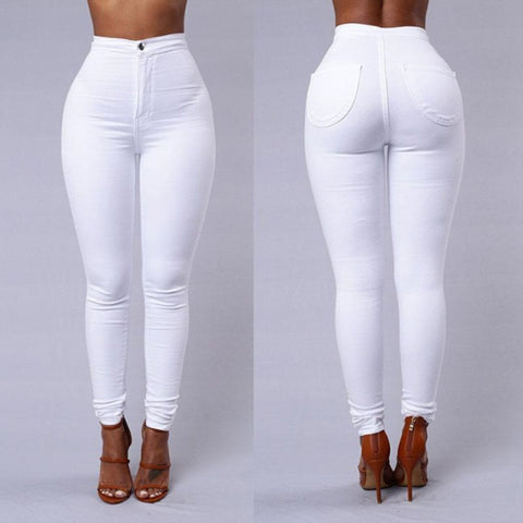 Women's High Waist Denim Pants Skinny Fit Jeans Stretchy Pencil Trousers 1 pc Fashion Jeans
