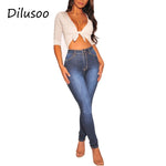 Dilusoo Women Autumu Jeans Jeans Elastic High Waist Denim Pencil Pants Skinny Solid Casual Women's Trousers Denim Jeans 2018