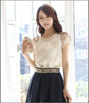 2018 Hot NEW women's Fashion Elegant Beading Lace Embroidered The Formal Tops And Blouses women blouses shirt