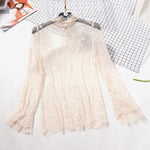 Women's Lace Ruffled Transparent Blouse Shirt Long Sleeve Crochet Black Spring Shirts Women 2019 Summer Sexy Blouses And Tops