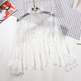 Women's Lace Ruffled Transparent Blouse Shirt Long Sleeve Crochet Black Spring Shirts Women 2019 Summer Sexy Blouses And Tops